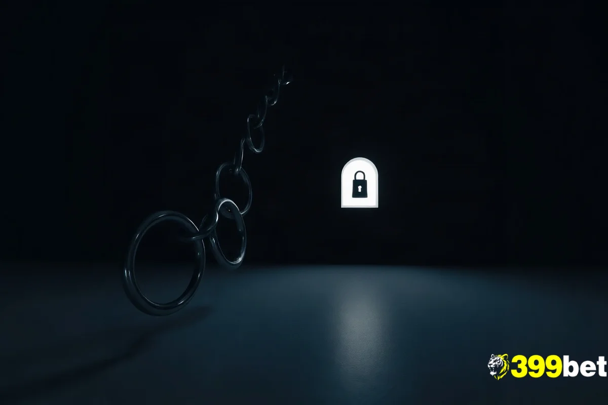 অন্ধকার দেয়ালে জ্বলজ্বলে কীহোলের দিকে এগিয়ে যাওয়া ধাতব আংটির শিকল, ধাপে ধাপে যাচাইয়ের প্রতীক।
